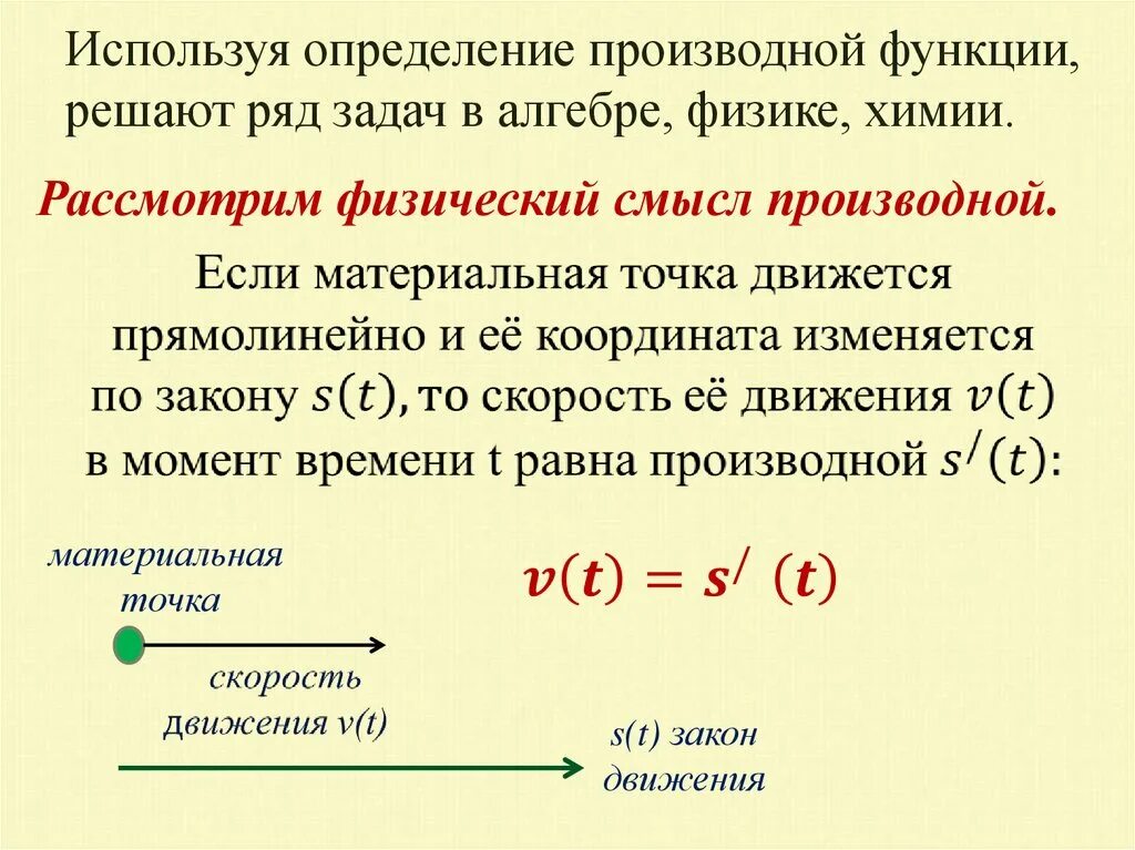 Определите используя. Примеры задач на физический смысл производной. Физический смысл производной формулы. Физический смысл произвольной. Физический смысл производной.