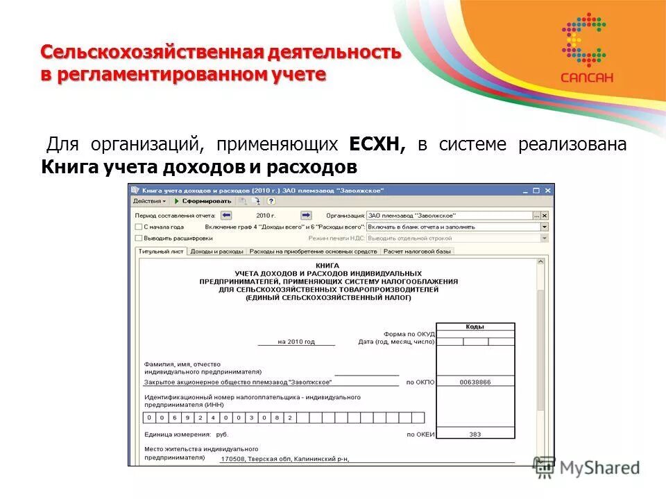 Книга учета доходов и расходов есхн