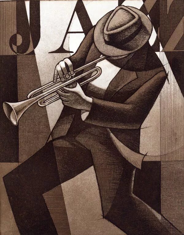 Jazz arts. Keith Mallett художник джаз. Художник Кейт Маллетт. «Века джаза» иллюстрация Фицджеральд. Джаз Графика.