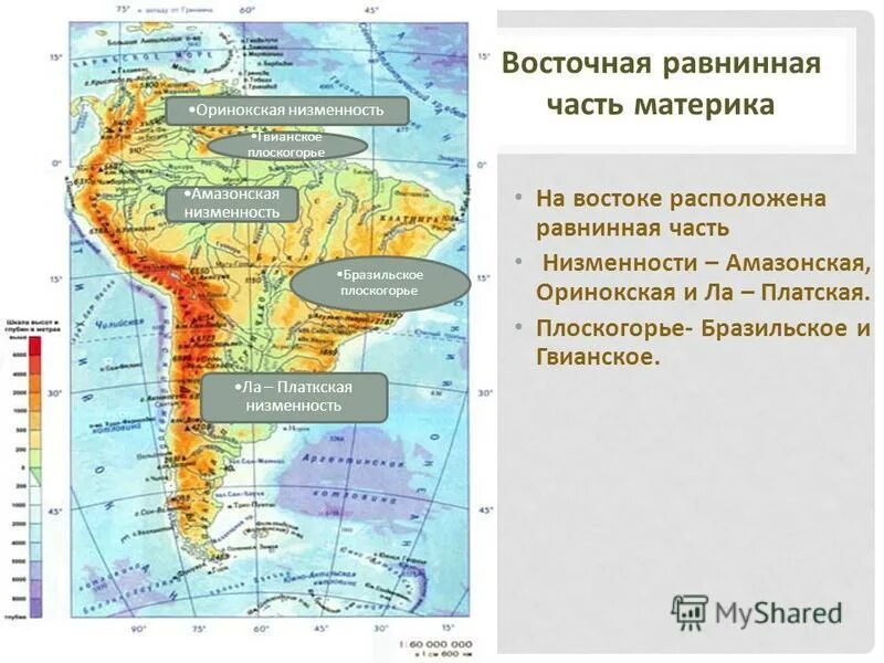 Различия в строении рельефа южных материков