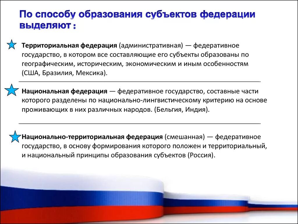 Национально государственное образование субъект. Принципы субъекты РФ национально-территориальный. Национальный и территориальный принцип образования субъектов. Принципы образования национально-территориальный и территориальный. Принципы построения федеративного государства.