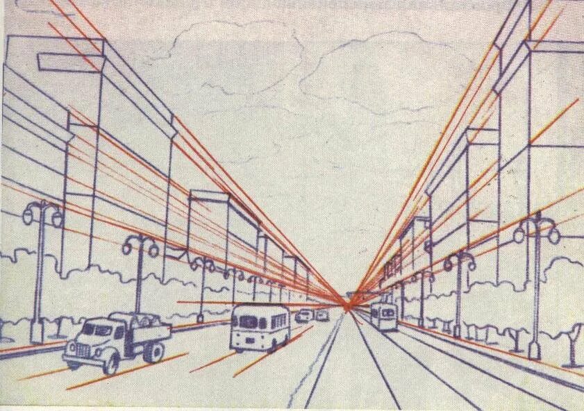 Воздушная перспектива 6 класс изо рисунки. Линейная перспектива Альберти. Линейная перспектива с 1 точкой схода. Линейная перспектива улицы с 1 точкой схода. Перспектива улицы города с одной точкой схода.