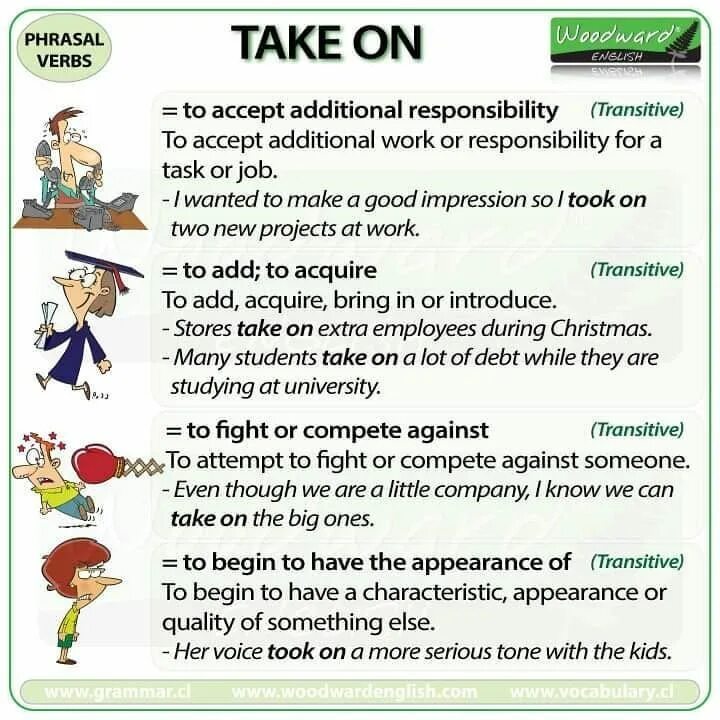 Take on Phrasal verb. Phrasal verbs (take) в английском языке. Глагол take Phrasal verbs. Английский Phrasal verbs and meanings. Accept take