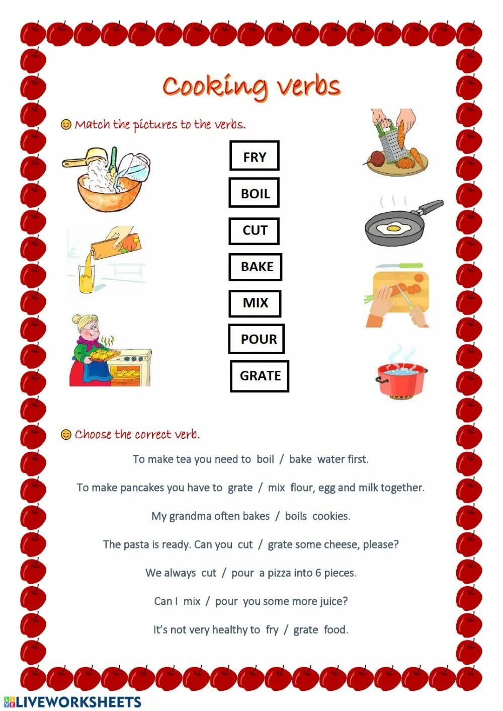 Food and Cooking Worksheets. Cooking verbs. Cooking Vocabulary for Kids. Vocabulary food and Cooking.