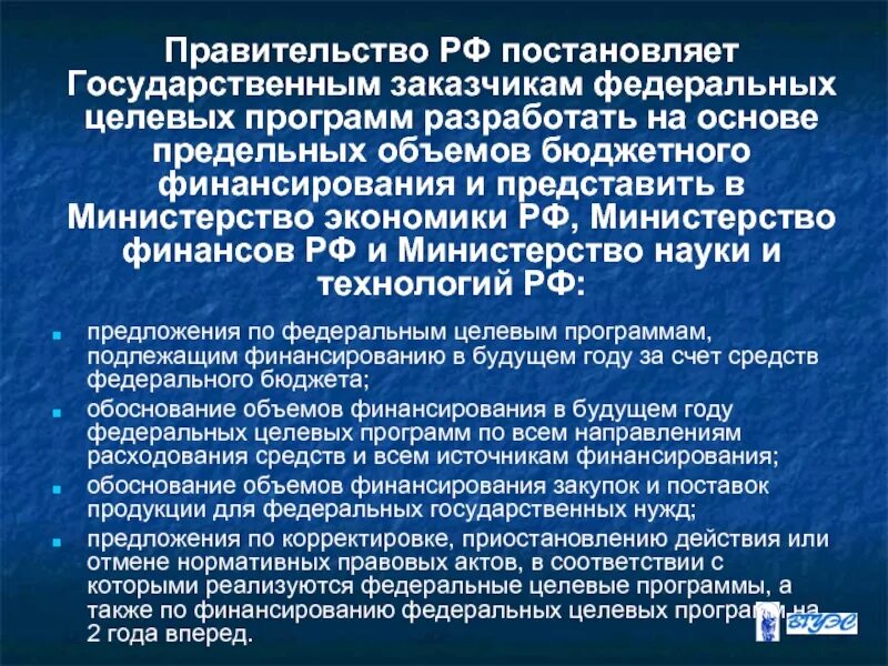 Функции государственных целевых программ