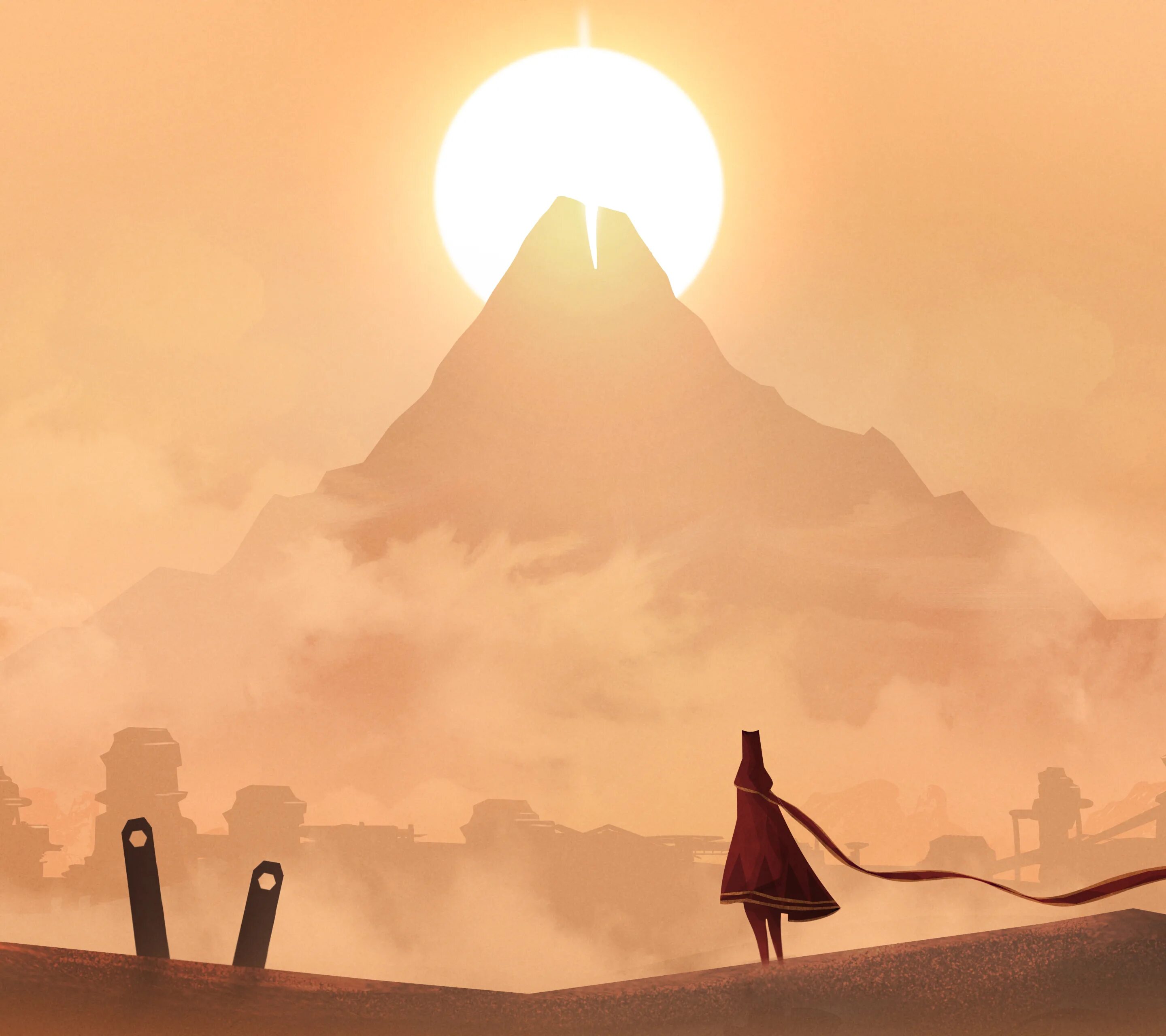 Journey включи. Journey (игра, 2012). Пустыня арт. Journey пейзажи. Пустыня арт Минимализм.