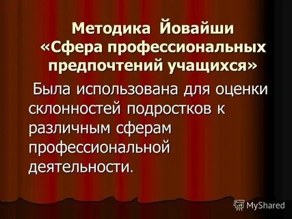 Профессиональные склонности йовайши