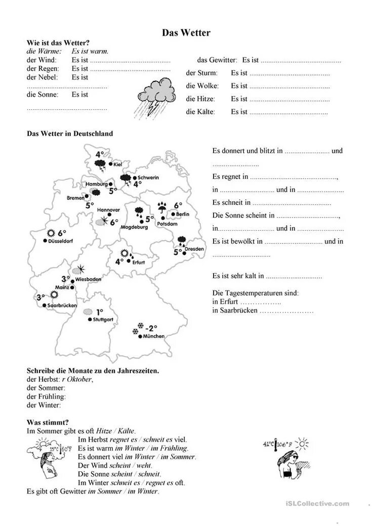 Задания по немецкому языку. Погода немецкий задания. Задания немецкий язык das wetter. Немецкий язык wetter упражнения.