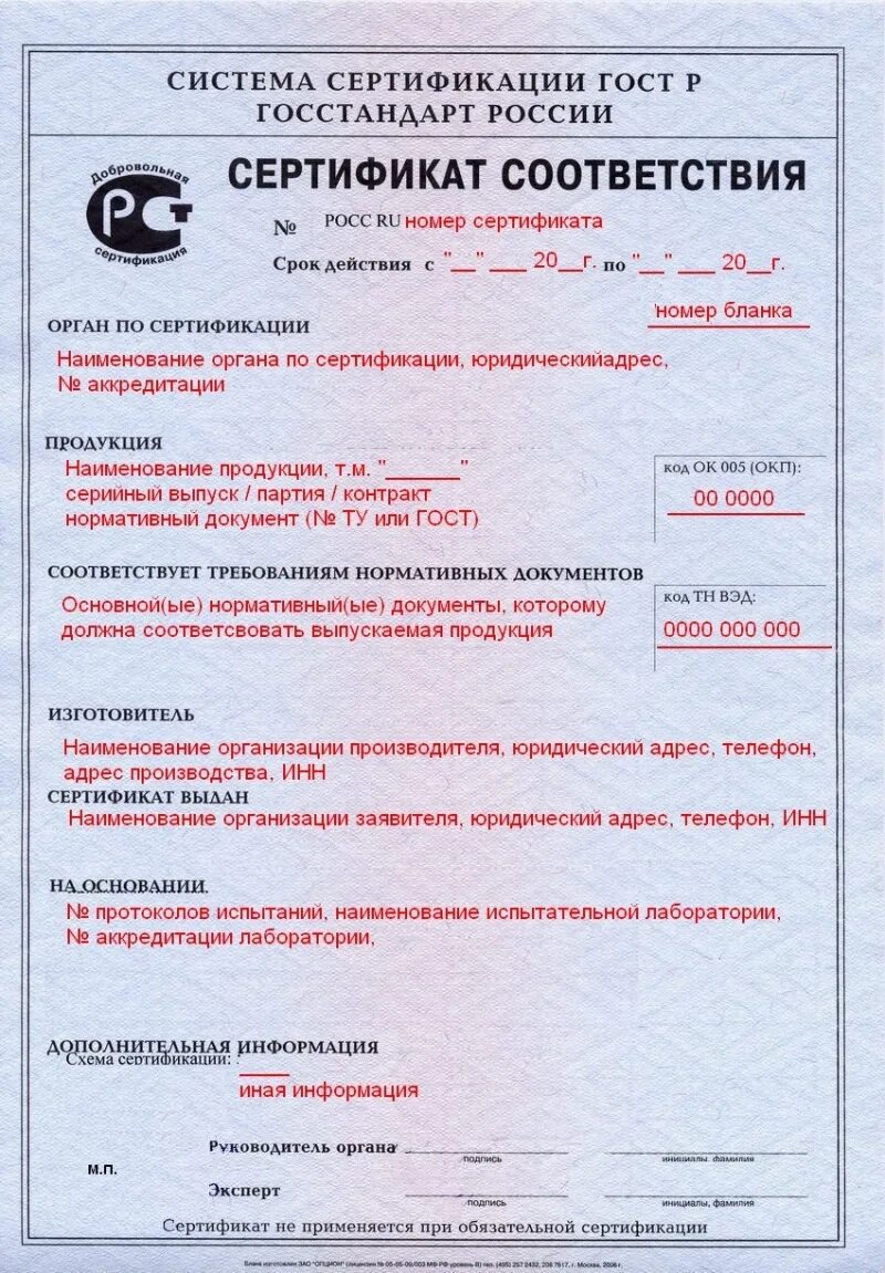 Соответствующие сертификаты