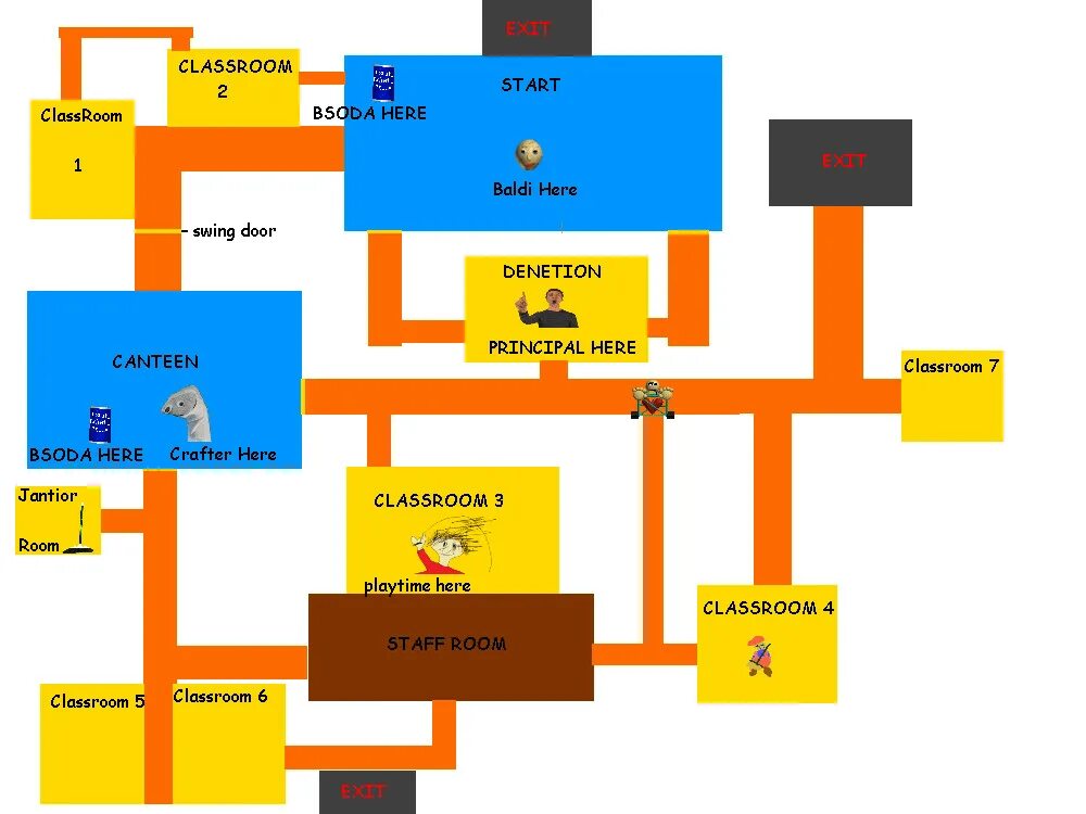 Карта школы. Карта школы БАЛДИ. Планировка школы БАЛДИ. Схема школы БАЛДИ. Карта Baldi's Basics.