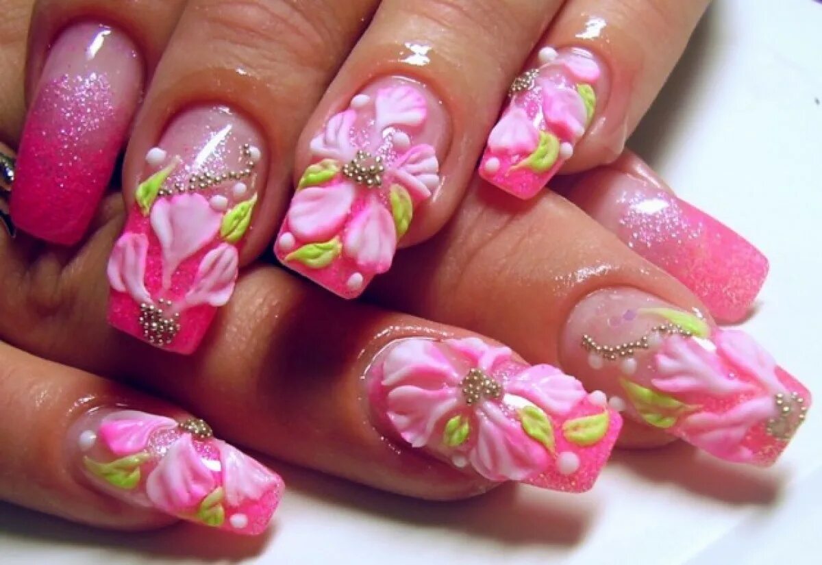 Ногти. Маникюр. Ногти с цветами. Красивые маникур с цветочками.