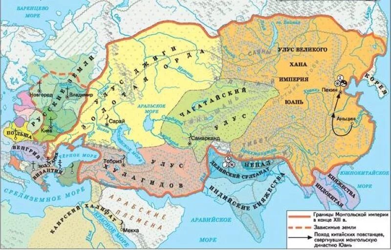 На какие части распалась золотая орда. Улусы империи Чингисхана. Распад империи Чингисхана. Империя Чингизидов и Золотая Орда. Монгольская Империя улус Джучи.