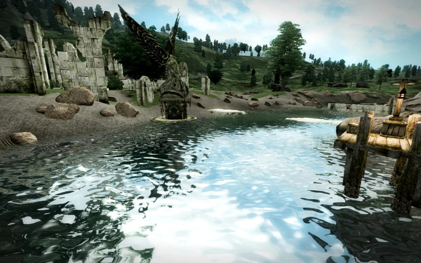 Мод реалистичная вода 1. Реалистичнаявода в игрпх. Скайрим мод realistic water two. Скайрим с улучшенной графикой. Elder scrolls айлейдские руины.