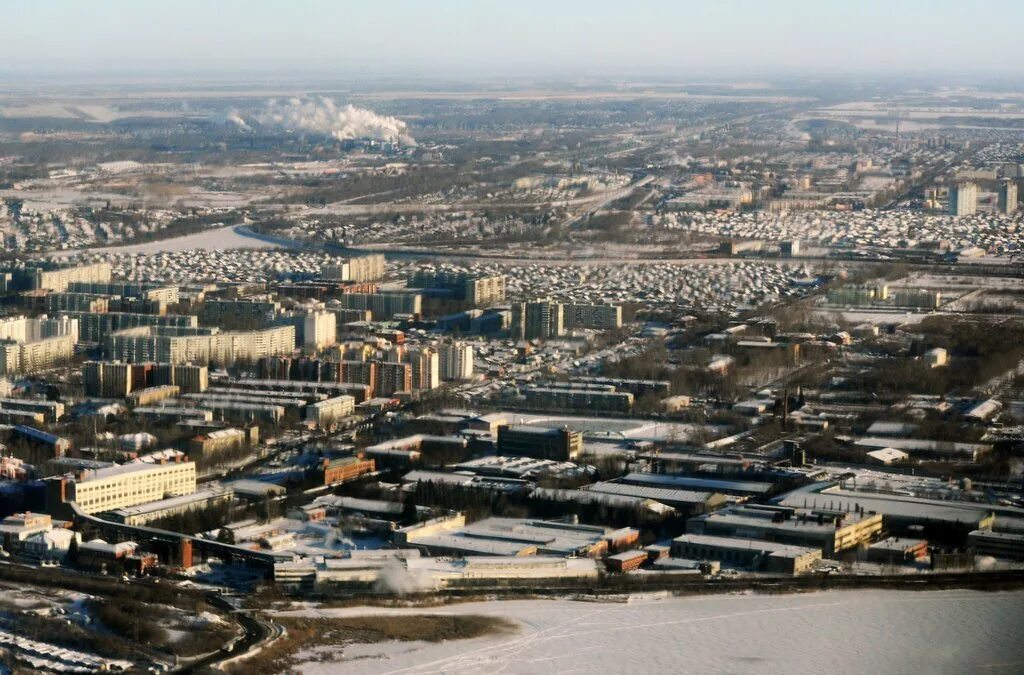Зимний Омск с высоты 300 метров: Московка МСЧ-9 Амур Завертяева Амур-2 -