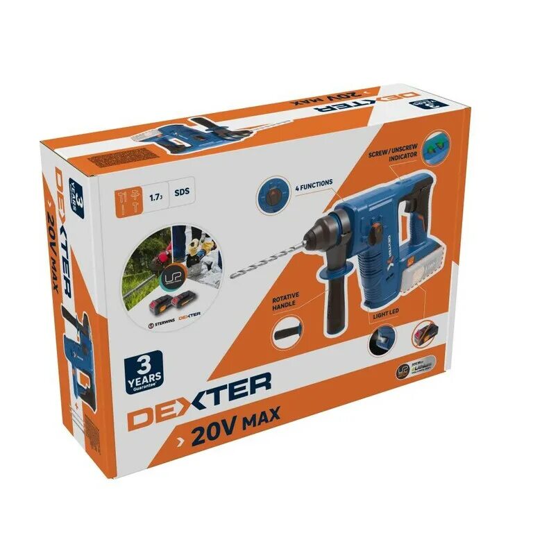 Dexter 20. Перфоратор sds-plus dexter 20vrh2-17.1, 20 в li-ion, 1.7 дж. перфоратор sdspl 1.7 дж б/а 20в li-ion dexter up. перфоратор dexter ic1500eh. перфоратор sdspl 1,5 квт 5дж dexter.