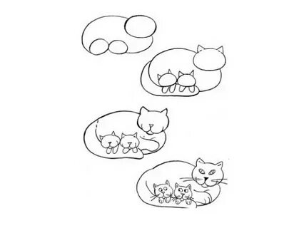 Нарисовать 5 котят