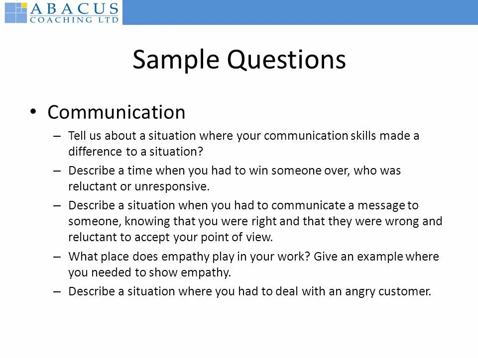 Samples questions