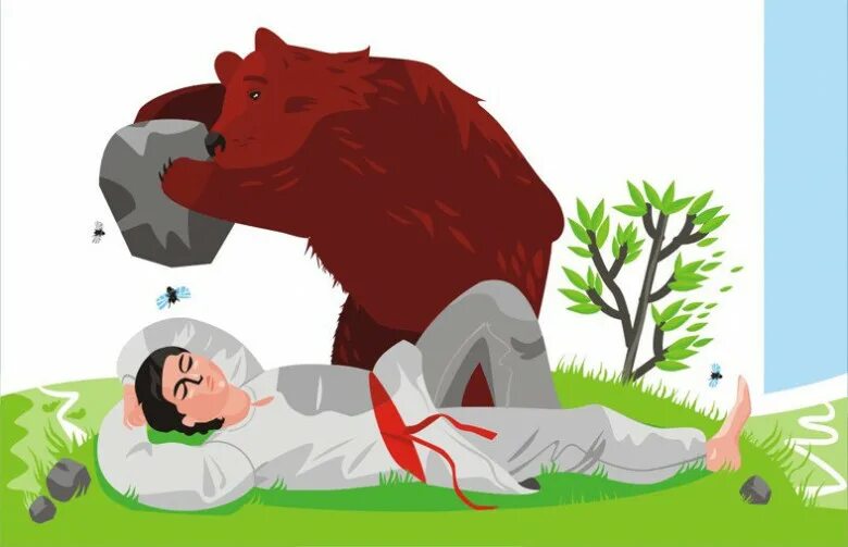 Басня пустынник и медведь
