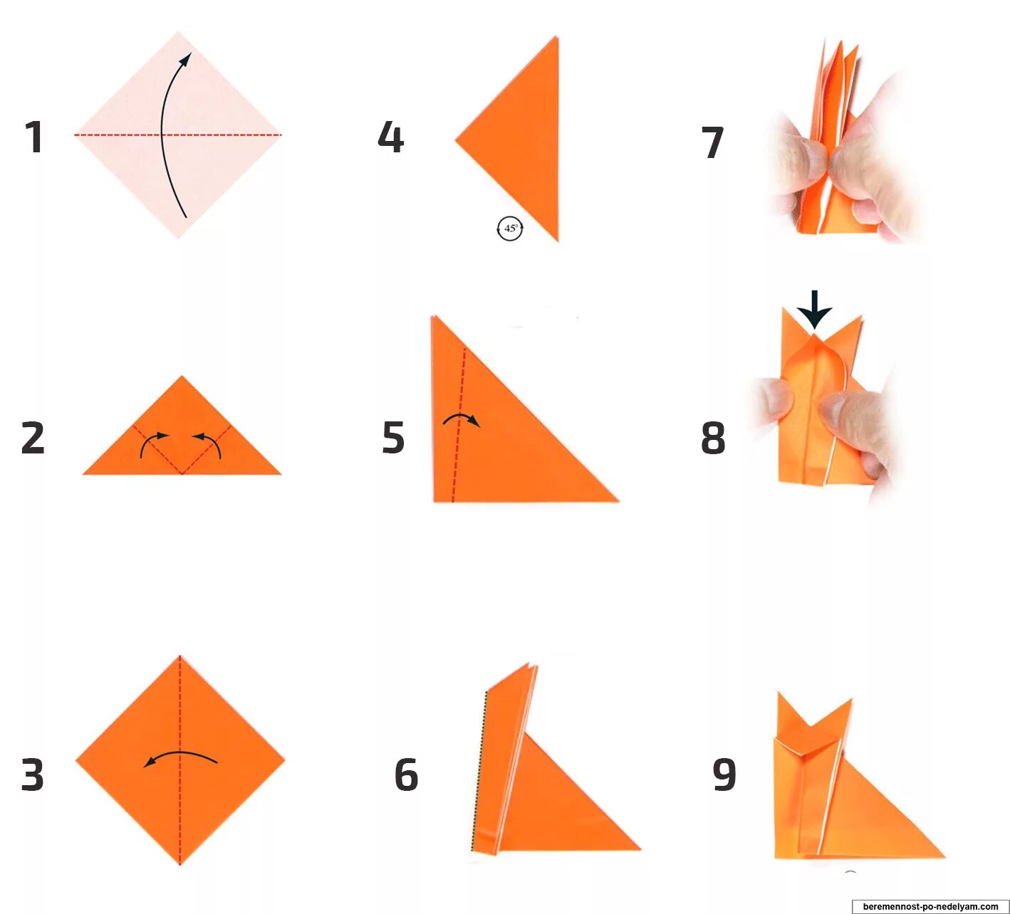 Пошаговое оригами для начинающих. Оригами из бумаги Лисичка пошагово для детей простой. Лисичка оригами из бумаги схемы для детей. Лиса оригами схема пошагово. Оригами схема пошаговая Лисичка.