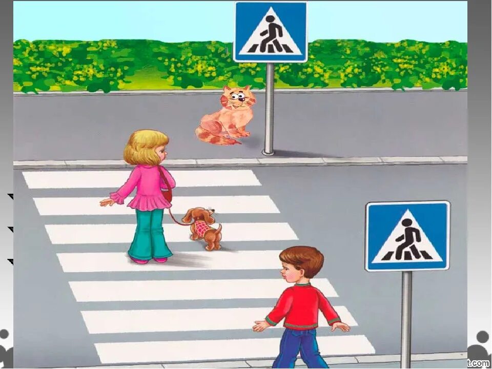 Правила пешехода. Безопасеностьна дороге. Беречь направо. Переходя дорогу посмотри. Камень на развилке трёх дорог.