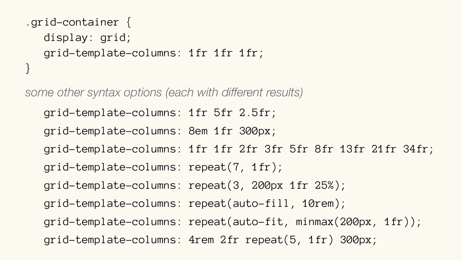 Grid template columns repeat 1fr. Grid-template-columns. grid template. display grid. display grid columns.