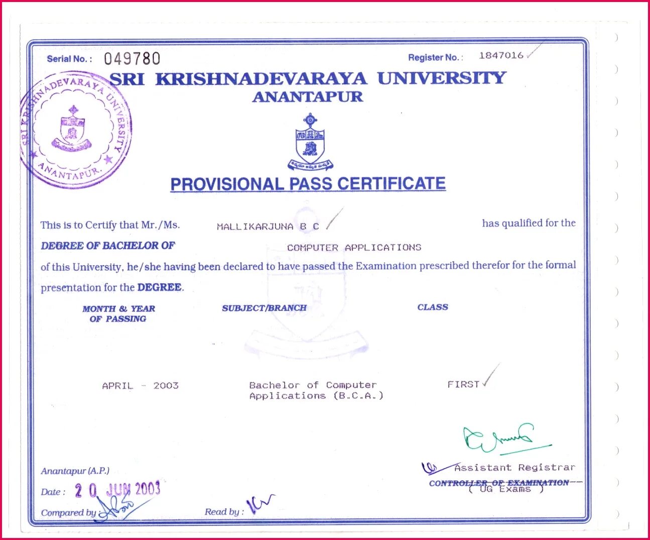 Peer certificate