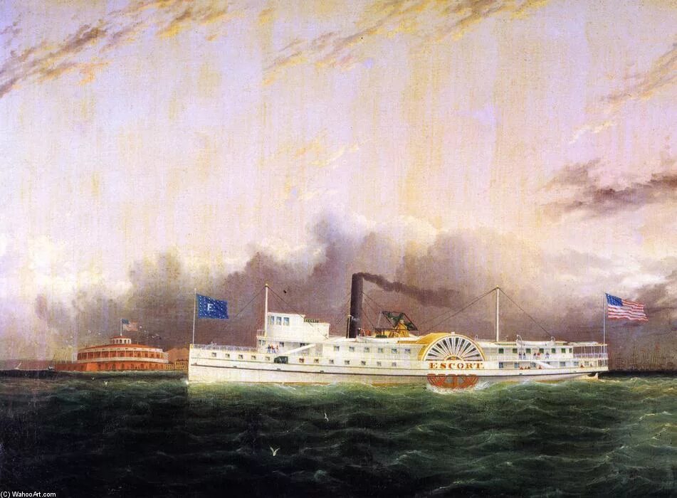 Картина пароходов. Пароход «John Adams». Султанша пароход.