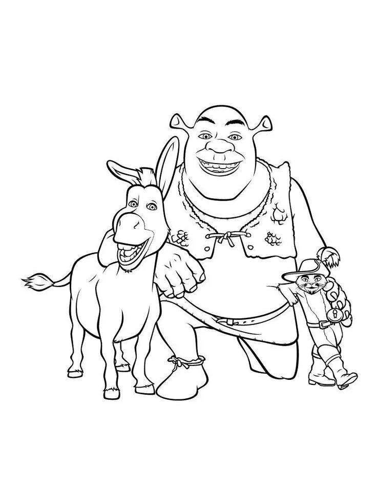 Шрек раскраска для детей распечатать Pin en Shrek