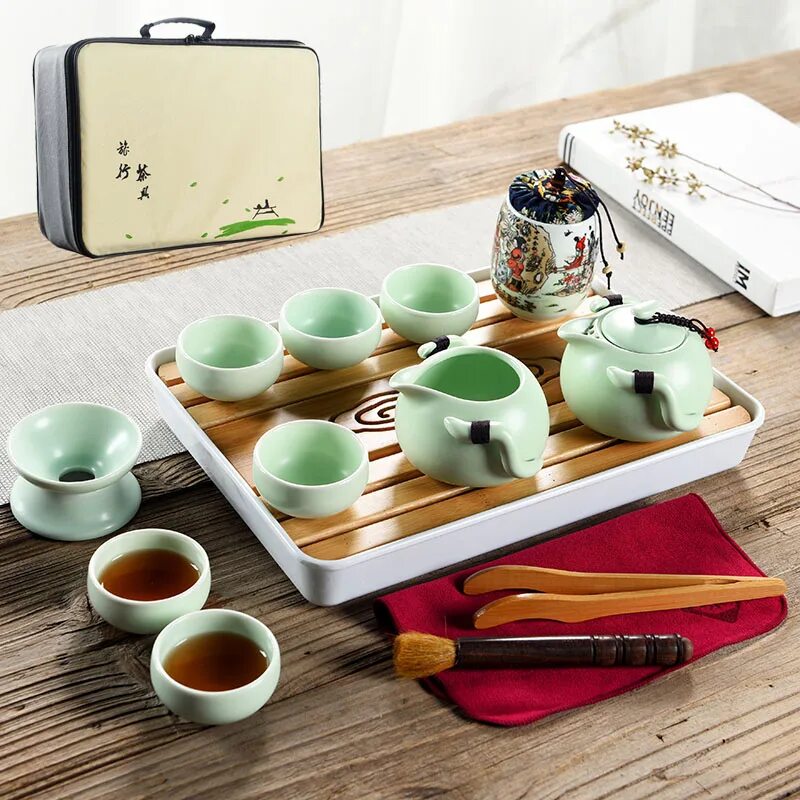 Чайный набор. Китайский чайный сервиз Тэджон. Набор для чайной церемонии. Набор для чаепития. Набор для чайной церемонии китайский.