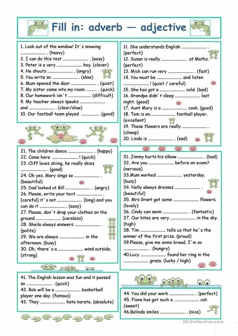 Fill in in for on into