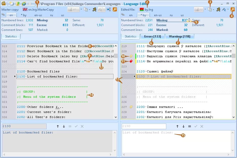 Language editor