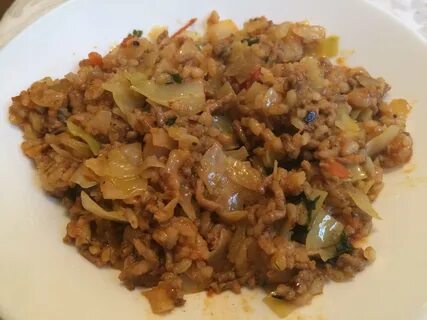 Каша с капустой и фаршем
