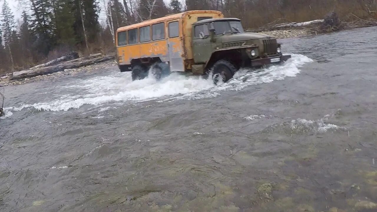 Урал в броде. Макариха верхняя Терсь. Река Терсь Кемеровская область. Урал переезжает брод.