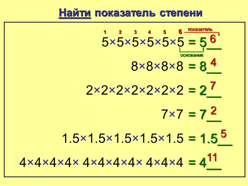 Найти показатель степени. Как Нати показатель степени. Как вычислить показатель степени. Степени 5.