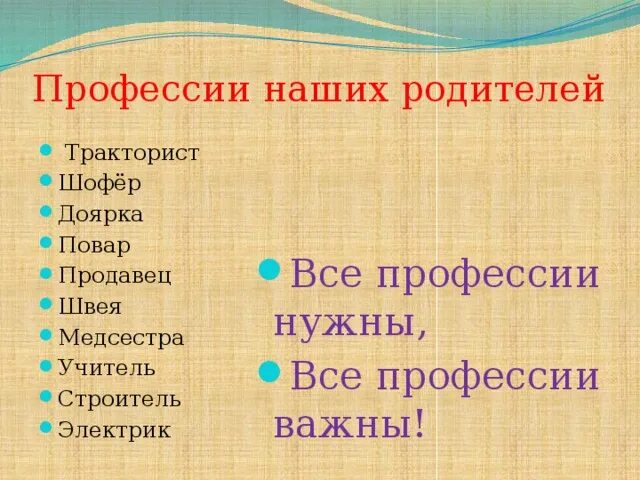 Классный час профессии моей семьи. Профессии наших родителей. Профессии наших родителей презентация. Профессии наших родителей презентация 6 класс. Профессия о наших родителей беседа.