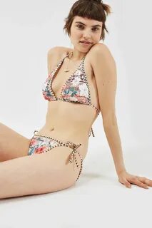 Topshop Floral Aztec Print Triangle Bikini 