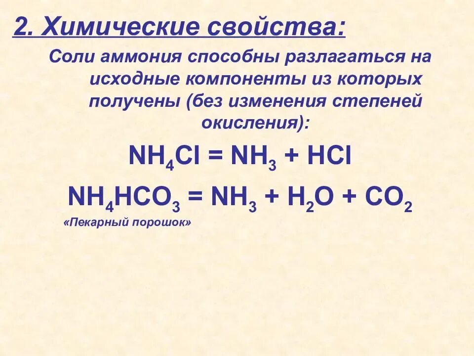 Химия соли аммония