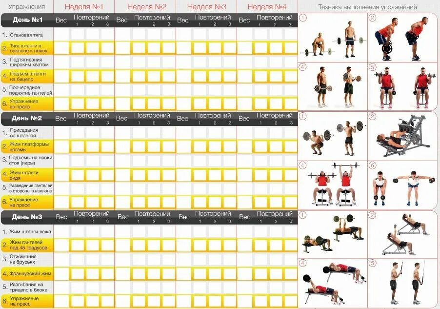 Расписание качков. План тренировок в зале для мужчин для набора мышечной массы. Программа тренировок в тренажерном зале для мужчин новичков 3. Таблица тренировок в тренажерном зале для мужчин 3 раза. План тренировок в тренажерном зале для мужчин 3 раза.