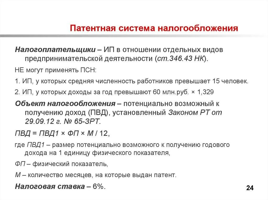 Патент процент налога