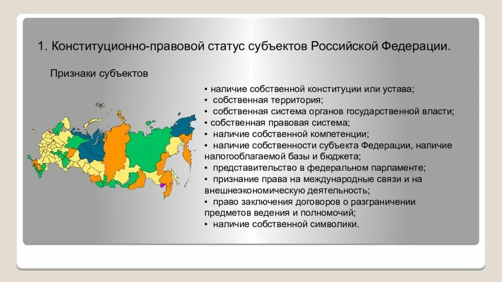 Области края города федерального значения по. Субъекты РФ их конституционно-правовой статус. Конституционно-правовой статус статус субъектов РФ. Правовой статус субъектов РФ Конституция. Конституционный статус субъектов Российской Федерации.