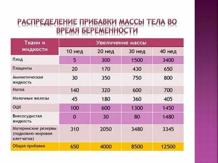 Прибавка веса после 30 недель