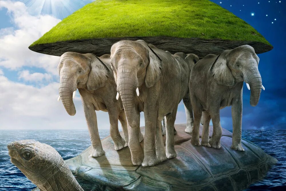 Мир на трех слонах. Черепаха три слона плоская земля. Земля на слонах. Земля на слонах и черепахе. Земля на трех слонах.