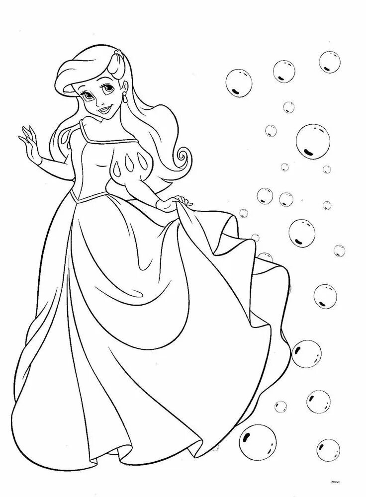 Принцесса Ариель расскраска. Раскраски принцессы Диснея Ариэль. Раскраска принцессы Disney Ариель. Русалочка Ариэль в платье раскраска. Раскрашивать принцессу