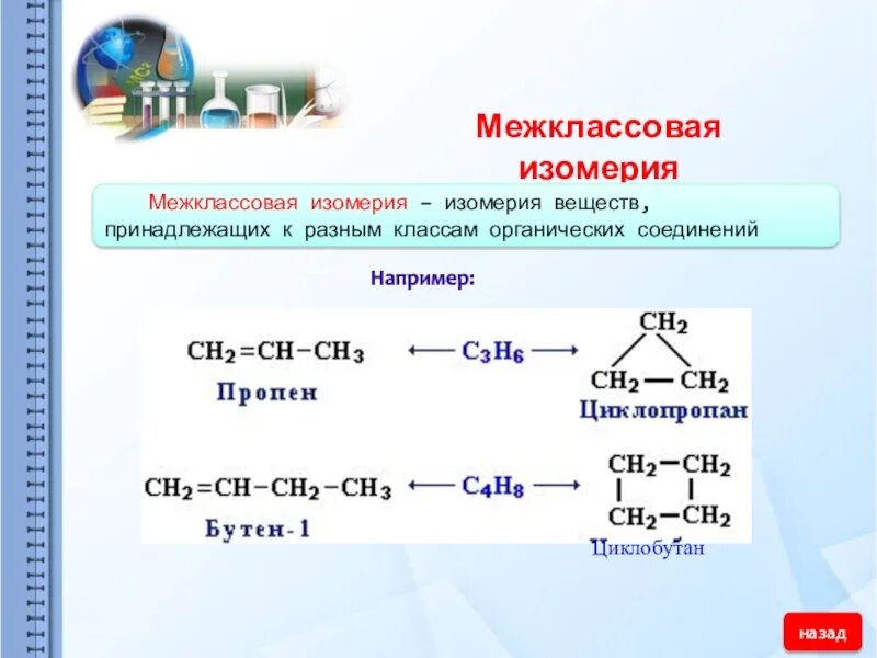 Межклассовая изомерия виды