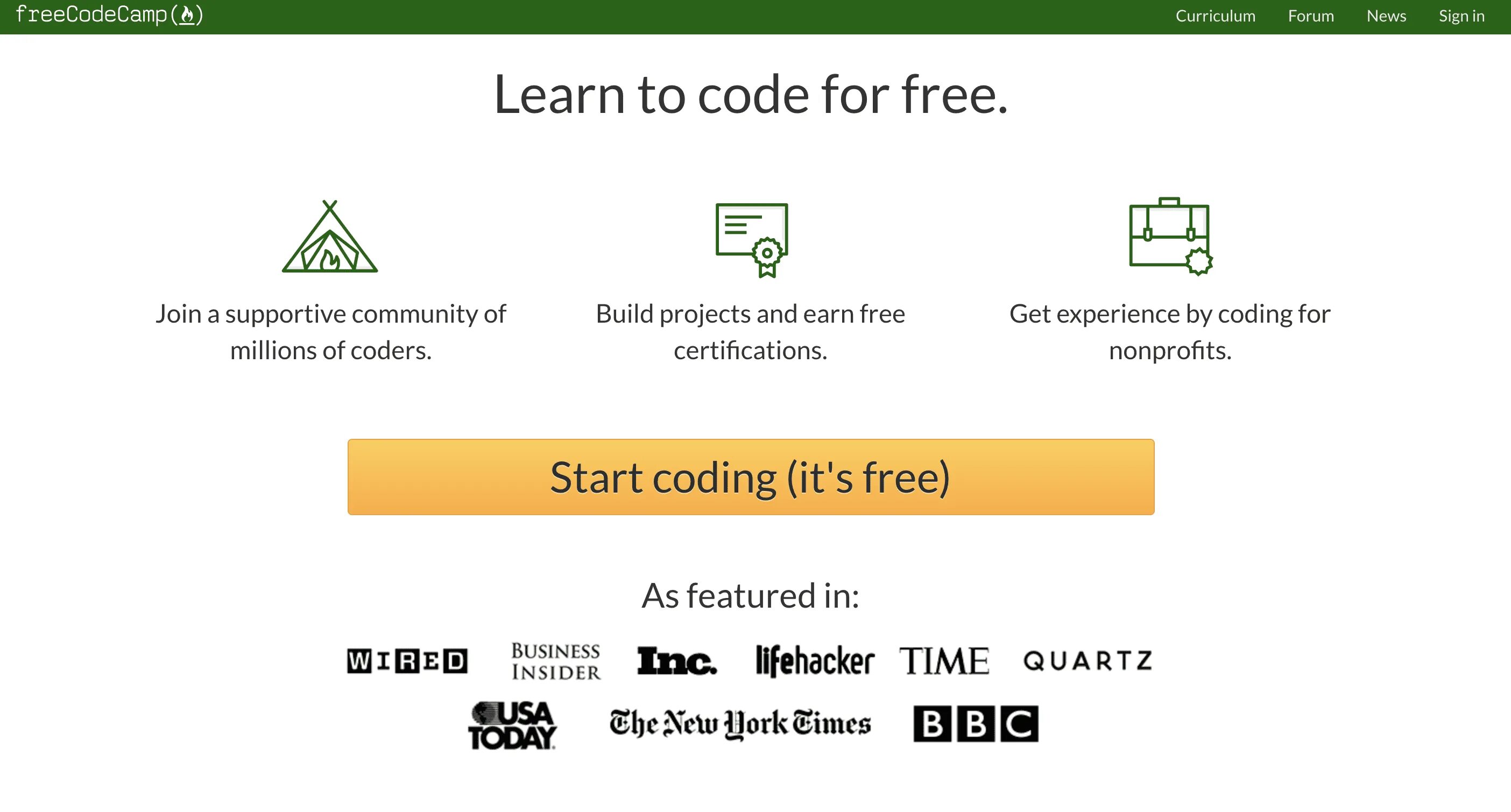 Experience codes. Сертификат от free code Camp.