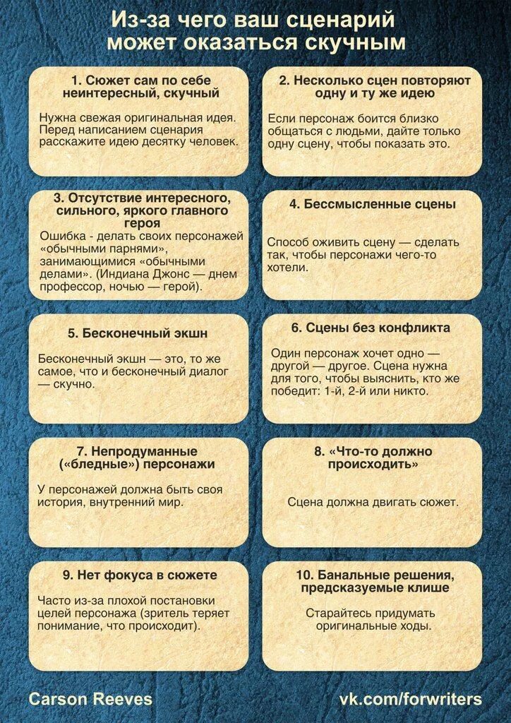 Из-за чего ваш сценария может оказаться скучным Написание книги, Написание роман