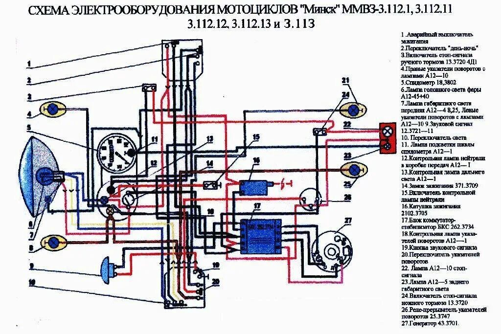 Схема электрооборудования мотоцикла Минск 125. Схема электрооборудования мотоцикла Минск 6 вольт. Схема проводки мотоцикла Минск. Схема электрооборудования мотоцикла 3.11211.