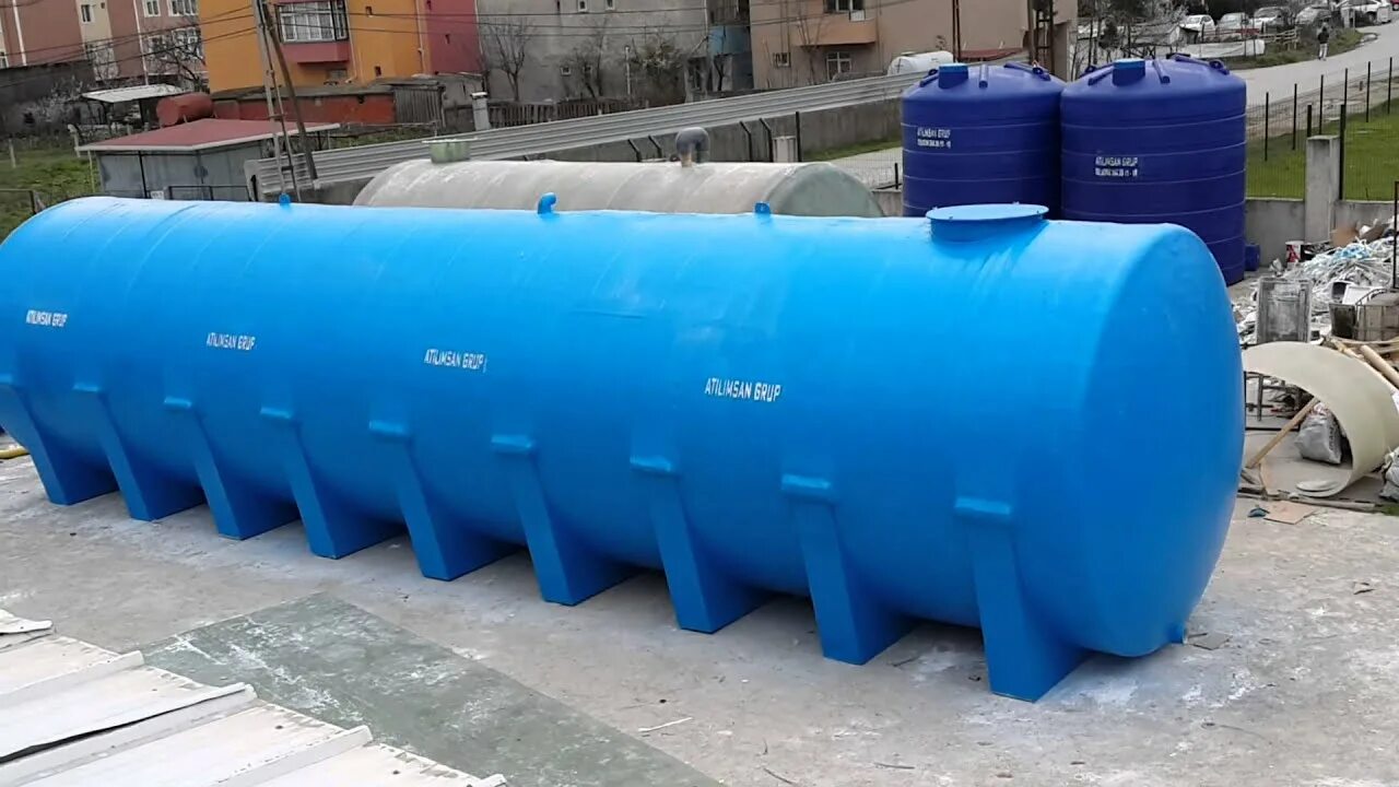 Ёмкость из FRP (Fibre-reinforced Plastic). Reinforced Fiberglass Tanks. 60m3 Storage Tank (frac Tank). Бассейн бочка танк. Water tank am