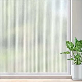 Window Privacy Film Static Clings: Frosted Reeded Glass Window Film Non Adh...