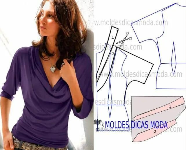 Wasserfallshirt Blouse pattern sewing, Fashion sewing pattern, Sewing techniques